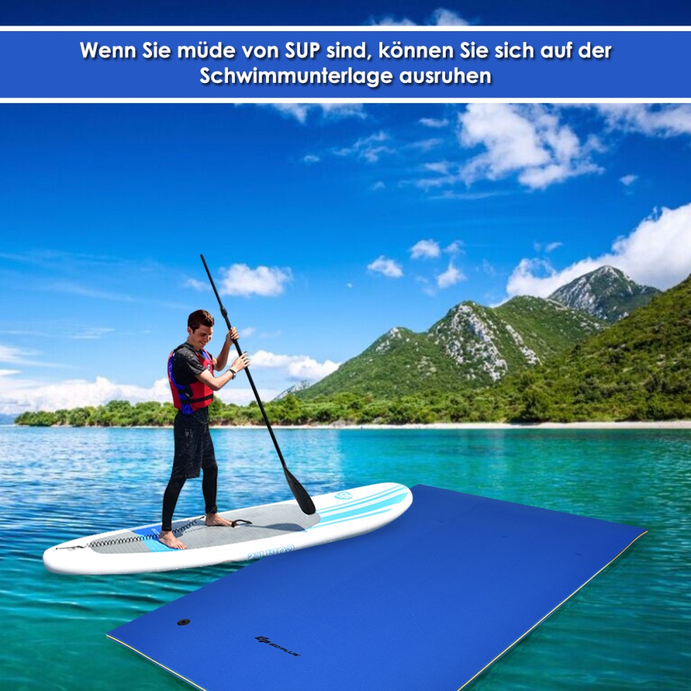Costway Πλωτό Χαλί Κολύμβησης 270 x 180 x 3,5 cm Κίτρινο/Μπλε-Μπλε OP3819BL