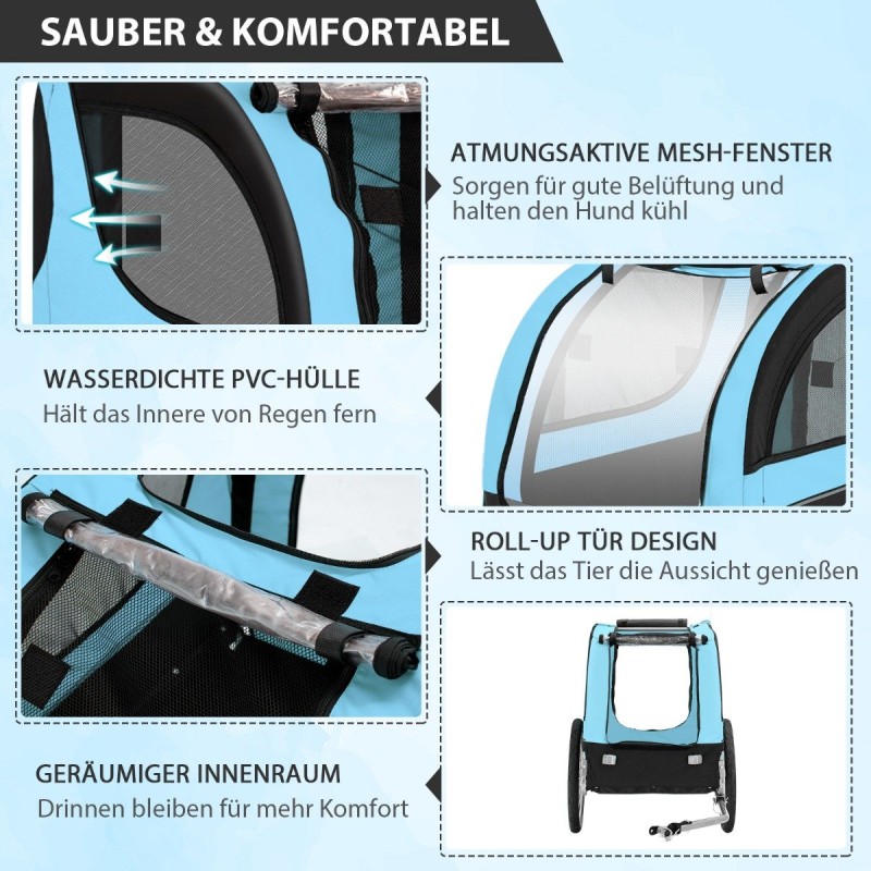 Costway  Ποδηλατικό Τρέιλερ Κατοικιδίων με Αναδιπλούμενη Κατασκευή και Ανθεκτικό Υλικό για Μικρά και Μεσαία Κατοικίδια PW10028BL