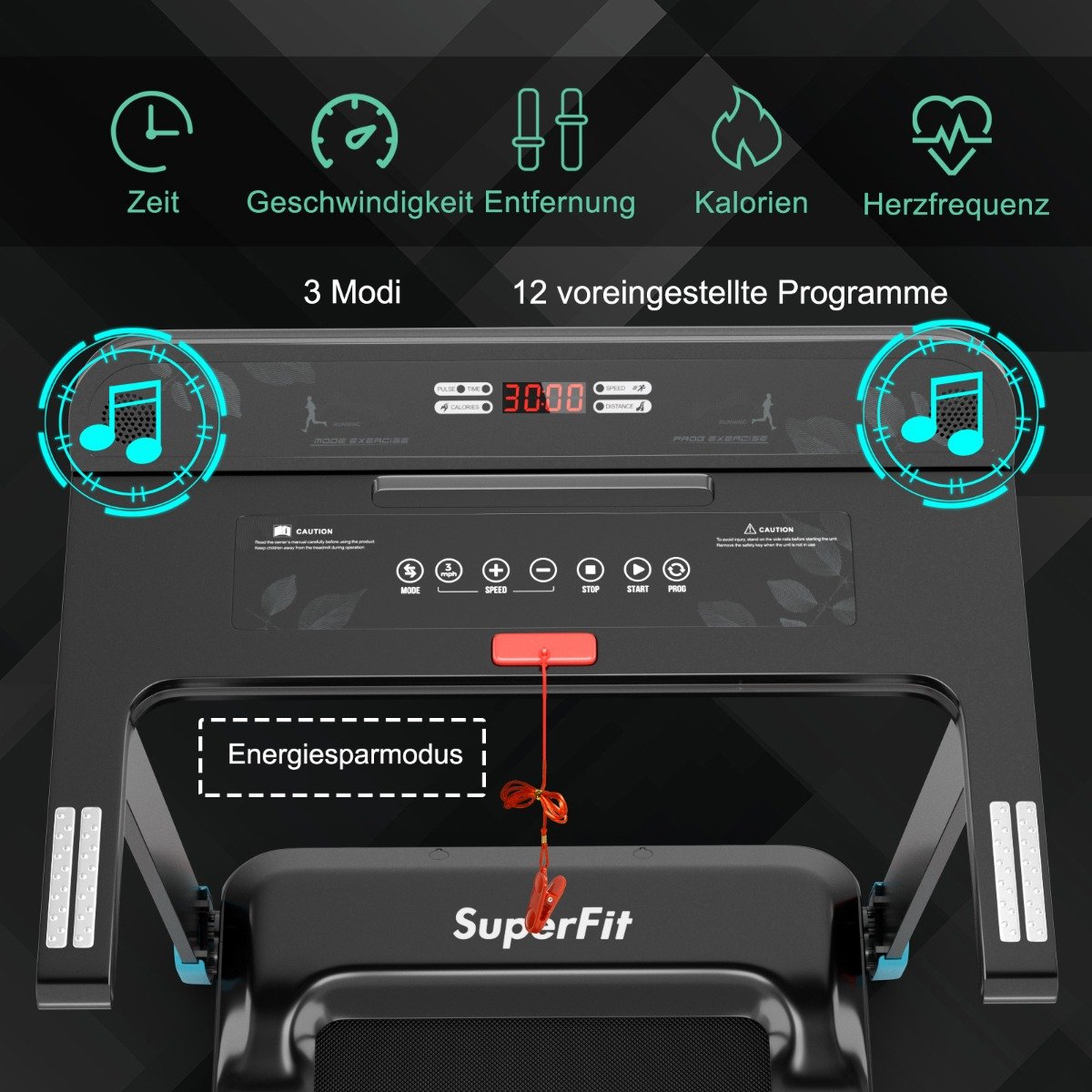 Costway  Πτυσσόμενος Διάδρομος Γυμναστικής με Bluetooth και LED Οθόνη SP37681DE-NY