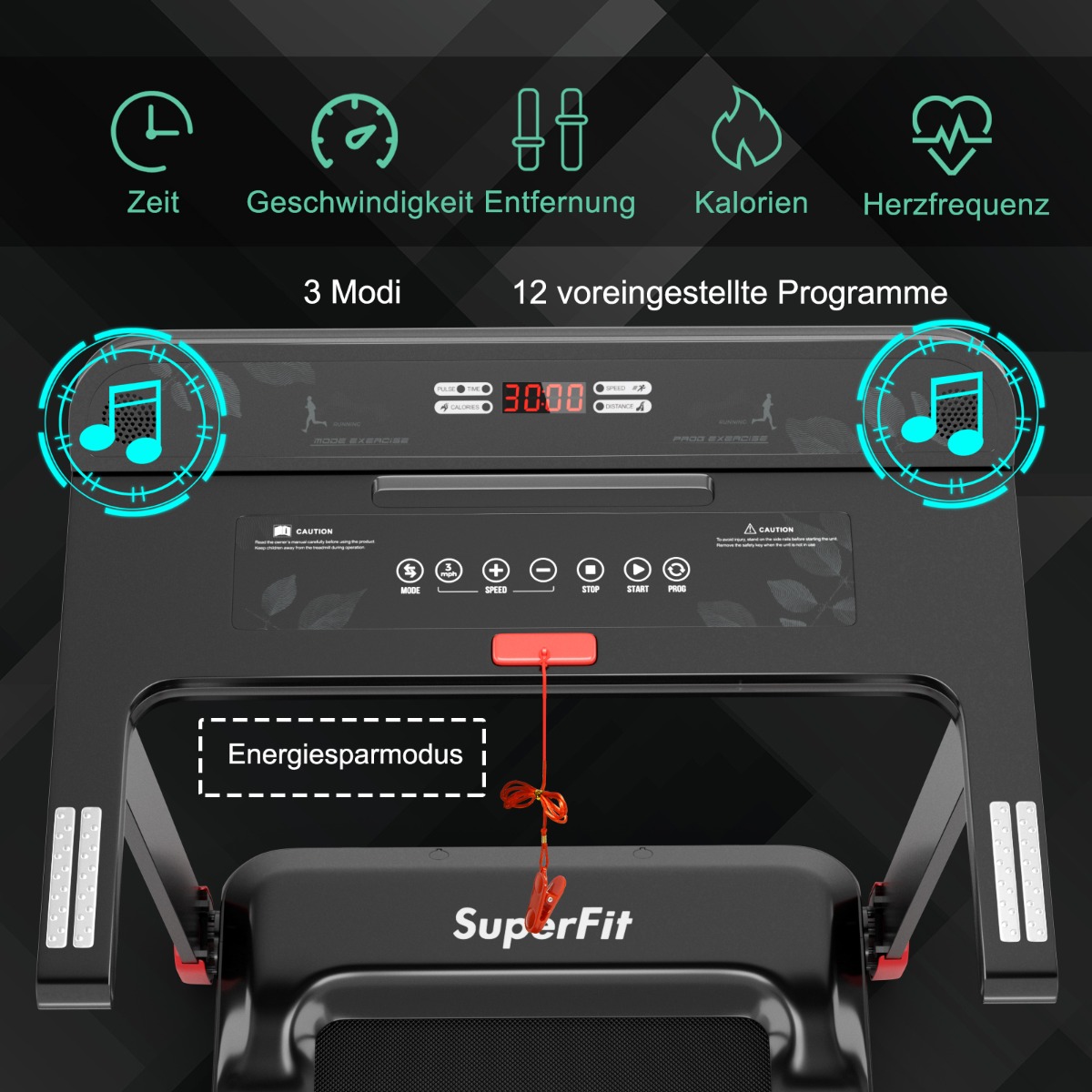 Costway  Πτυσσόμενος Διάδρομος Γυμναστικής με Bluetooth και LED Οθόνη SP37681DE-RE
