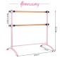 Costway Ροζ Φορητή Μπαλέτο Μπάρα 121x75x121,5 cm με Διπλές Ρυθμιζόμενες Ξύλινες Ράβδους SP37862PI