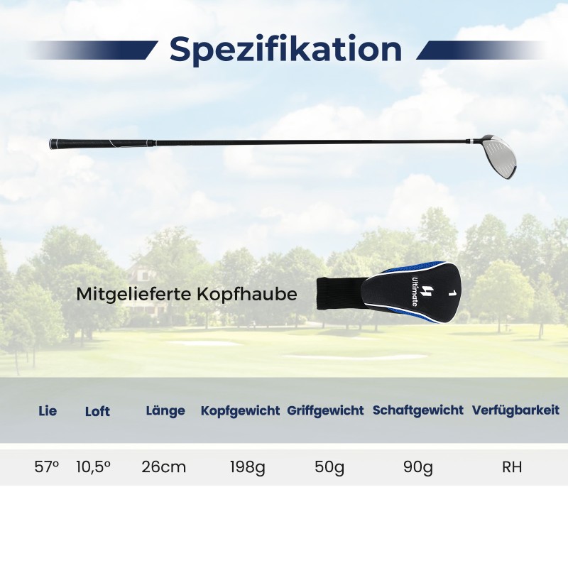 Costway Driver Γκολφ Ανδρικό 460cc Αλουμινίου για Δεξιόχειρες με Κάλυμμα Κεφαλής και Στέλεχος Γραφίτη 112 cm SP38215