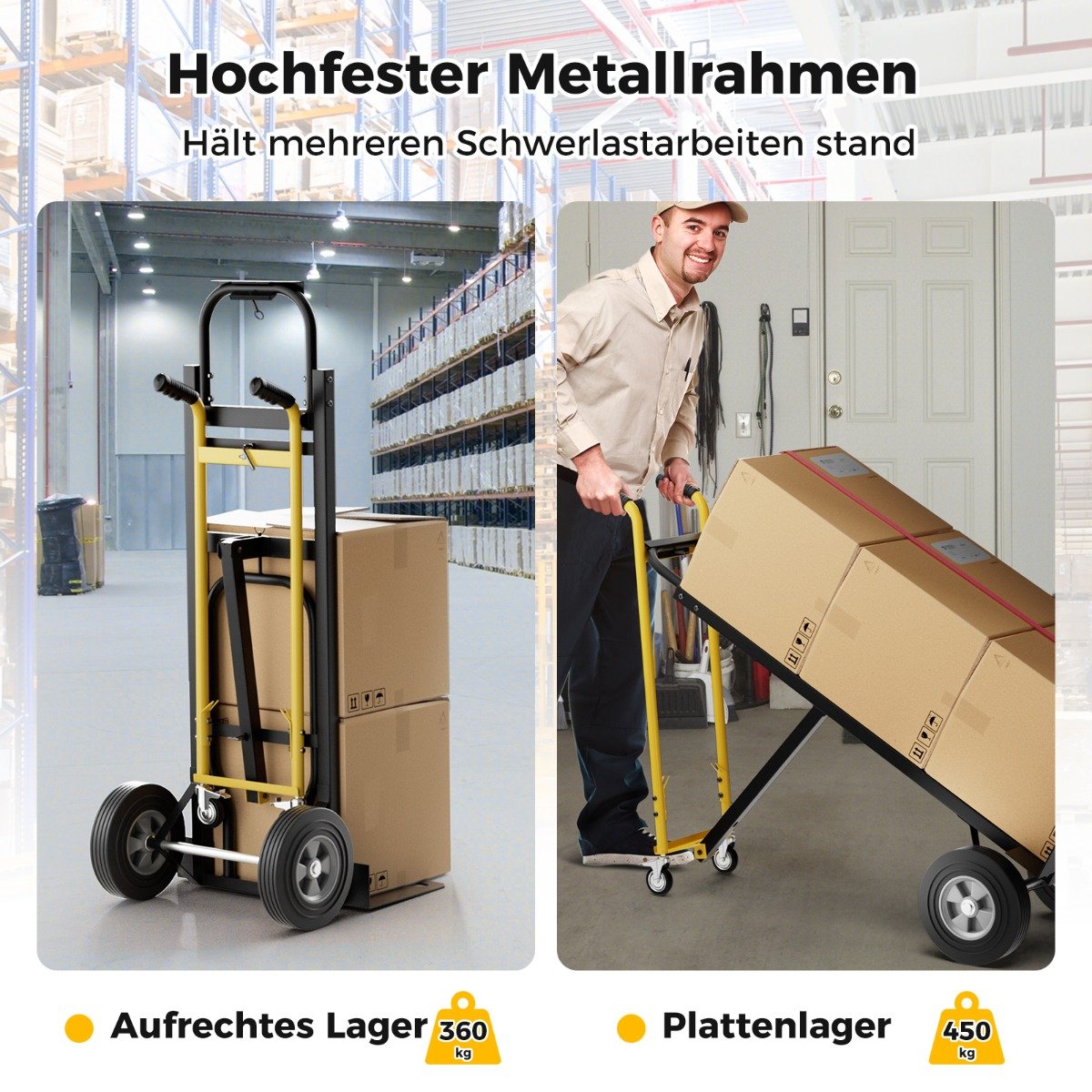 Costway 3 σε 1 καρότσι με 4 ελαστικούς τροχούς & σχοινί δεσίματος καρότσι μεταφοράς με αντοχή έως 360KG / 450KG TH10083DK