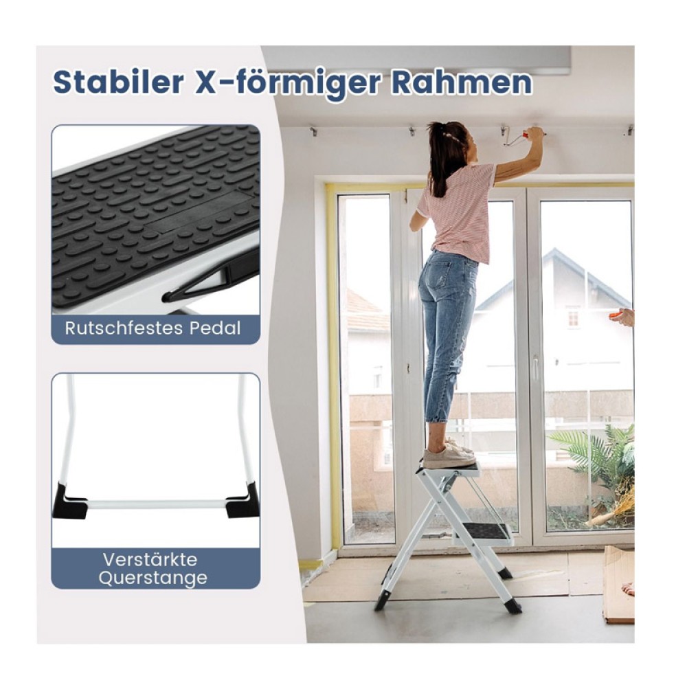 Πτυσσόμενη Σκάλα με 2 Σκαλοπάτια 50 x 49 x 45 cm Costway TJ10004WH