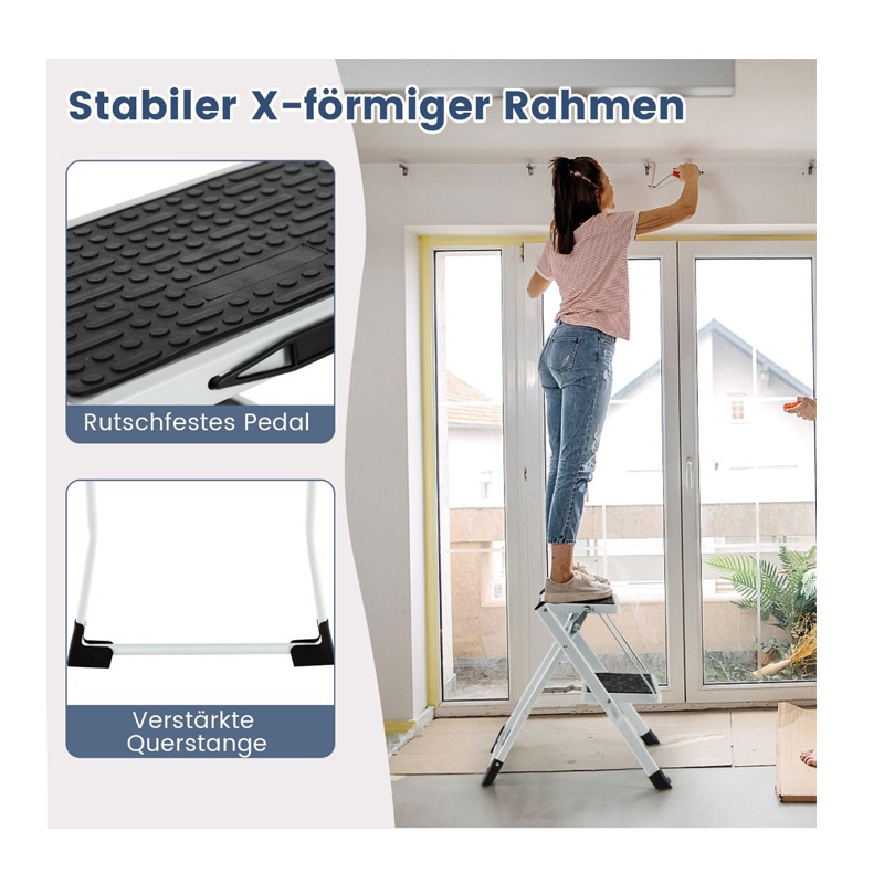 Πτυσσόμενη Σκάλα με 2 Σκαλοπάτια 50 x 49 x 45 cm Costway TJ10004WH