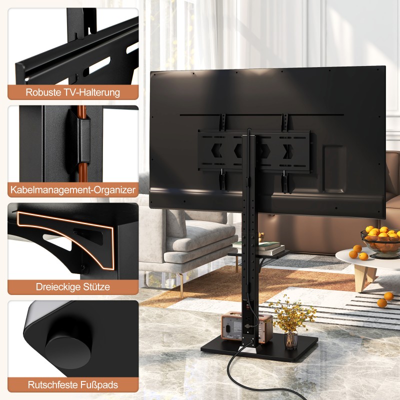 Costway Ρυθμιζόμενος TV Σταντ για 32-70 ίντσες, έως 45 KG με 2 Πρίζες & USB/Type C TL35774DE