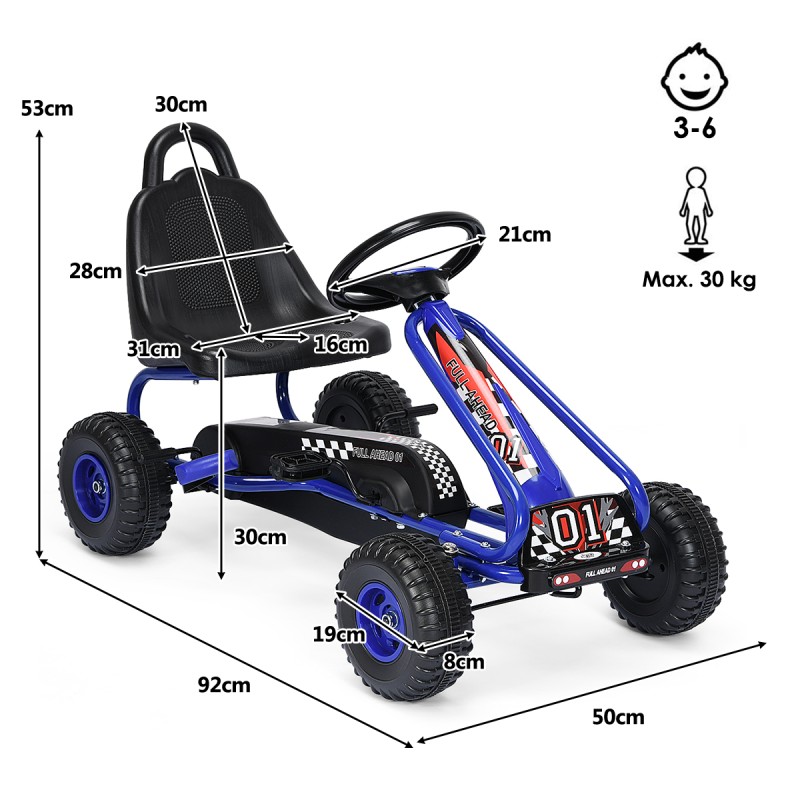 Costway  Παιδικό Ποδήλατο Go Kart με Πεντάλ και Ρυθμιζόμενο Κάθισμα για Ηλικίες 3-6 Ετών TY327797BL