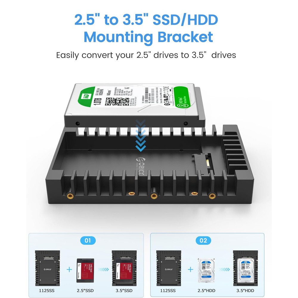 ORICO tray 3.5" για 2.5" HDD/SSD 1125SS-V1, 6Gbps, μαύρο