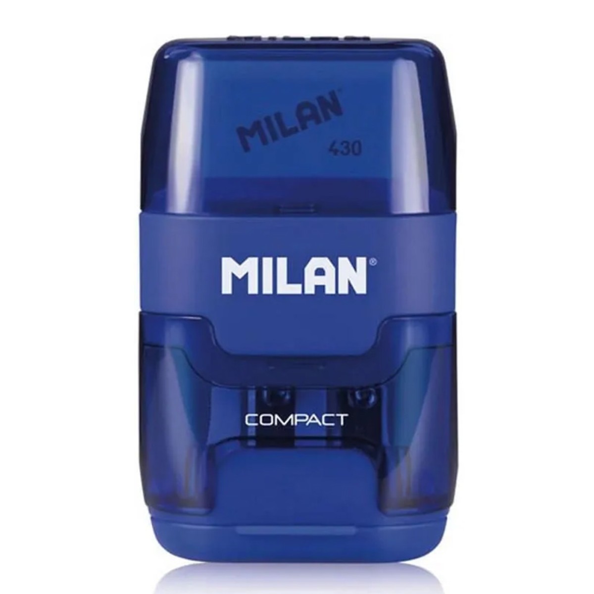 MILAN ξύστρα μολυβιών με κάδο & γόμα 1204703116, μπλε