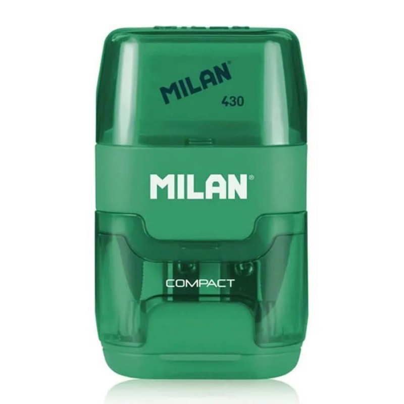 MILAN ξύστρα μολυβιών με κάδο & γόμα 1204703116, πράσινη