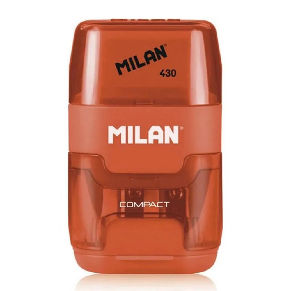 MILAN ξύστρα μολυβιών με κάδο & γόμα 1204703116, πορτοκαλί