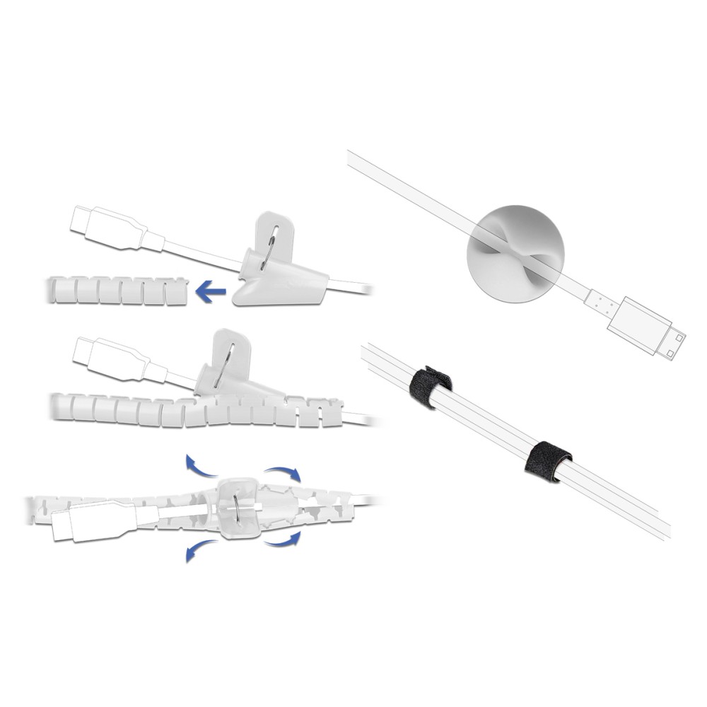 DELOCK σετ δεματικών καλωδίων 18392 με οργανωτές σιλικόνης/πλαστικό δεματικό/ταινία τύπου velcro, 5τμχ