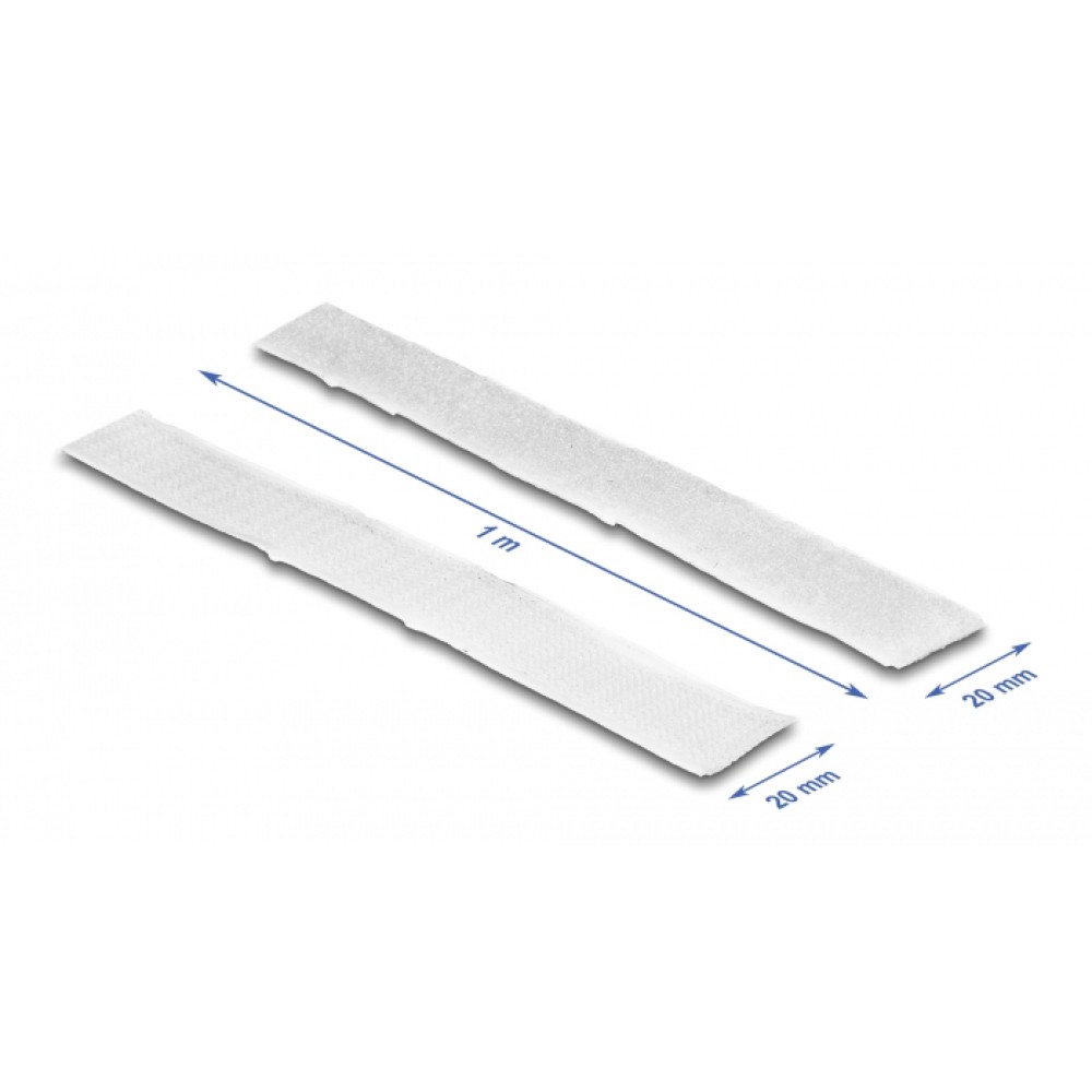 DELOCK αυτοκόλλητη ταινία τύπου Velcro 19061, 1mx20mm, λευκή