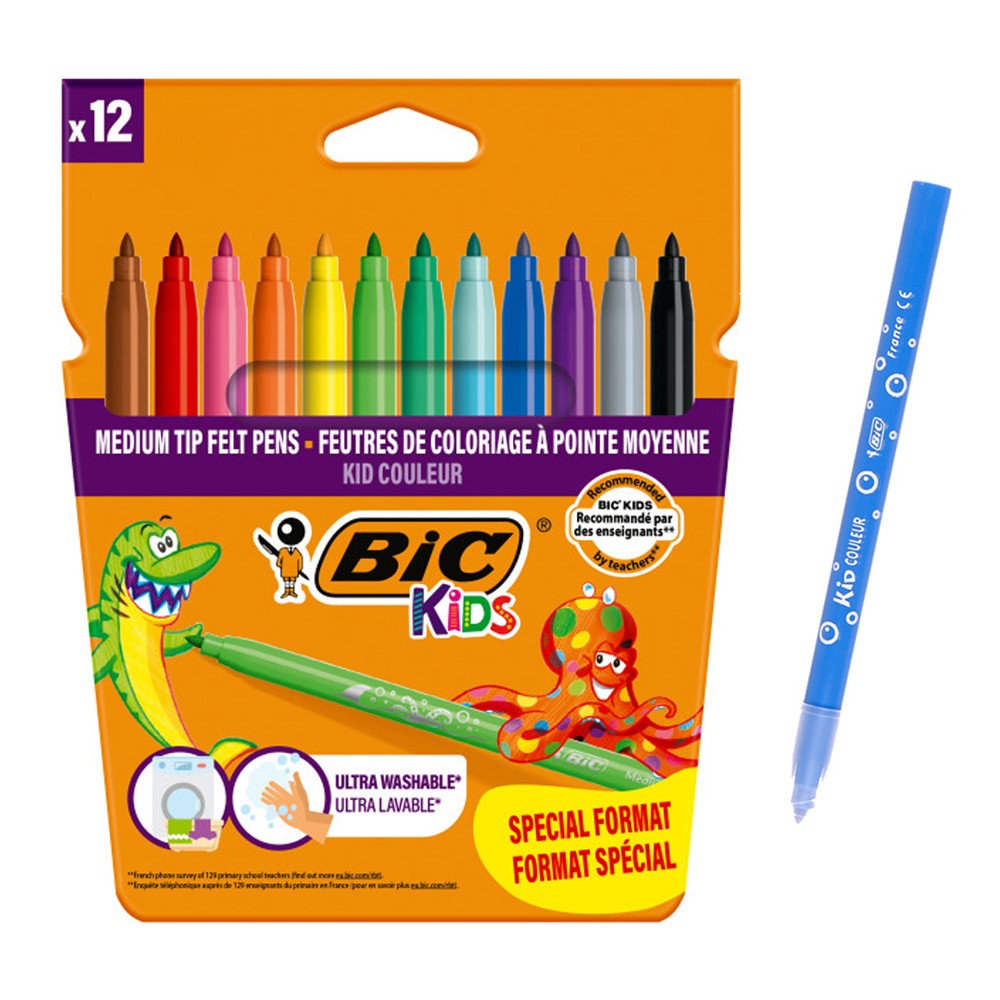 BIC σετ χρωματιστών μαρκαδόρων ζωγραφικής 216010322 KID Couleur, 12τμχ