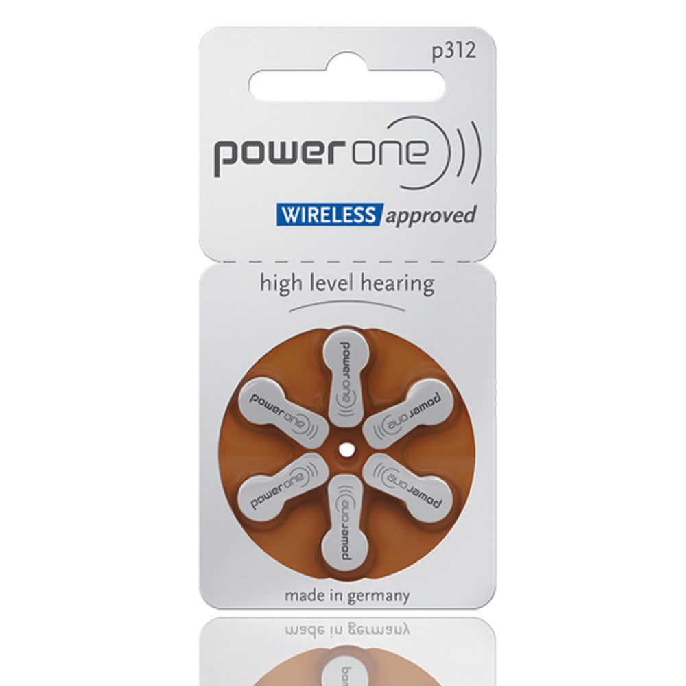 POWER ONE μπαταρίες ακουστικών βαρηκοΐας P312, mercury free, 1.45V, 6τμχ