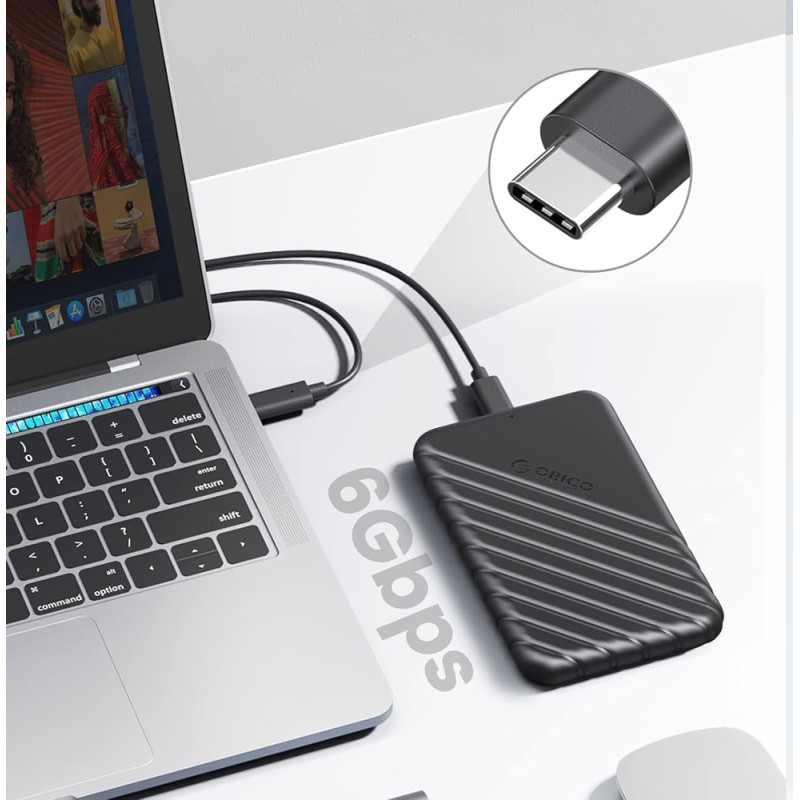 ORICO θήκη για 2.5" SATA HDD/SSD 25PW1C-C3, 5Gbps, μαύρη