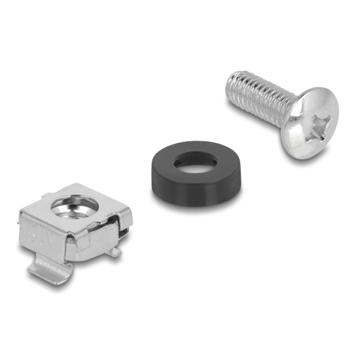 DELOCK σετ βίδες με παξιμάδια 42432 για rack, M6/16mm, ασημί, 100τμχ