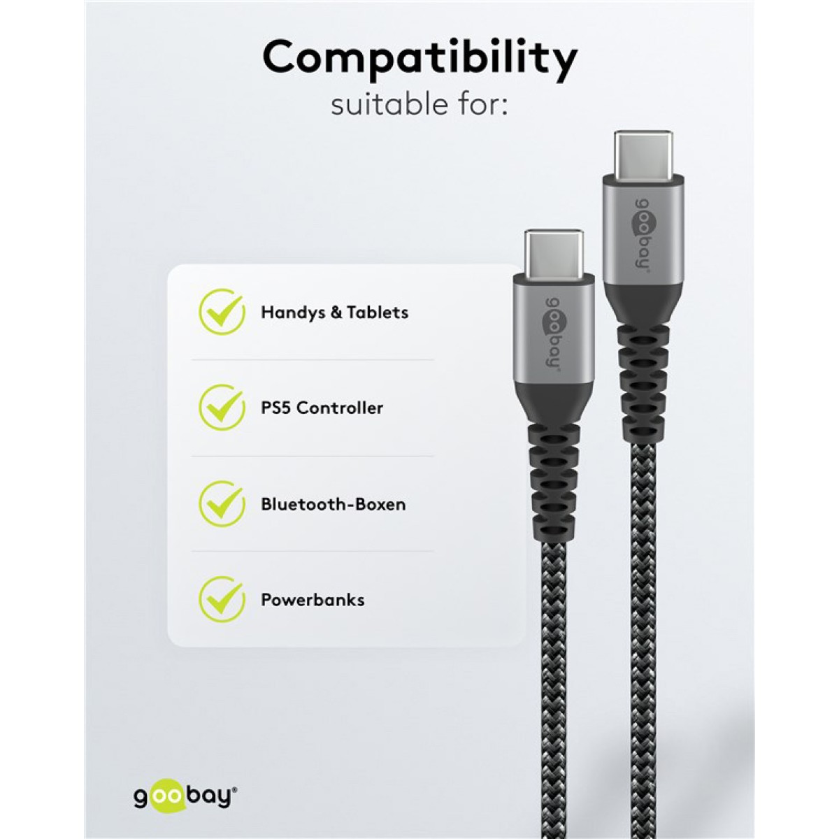 GOOBAY καλώδιο USB-C 49303, 60W, 480Mbps, 2m, μαύρο