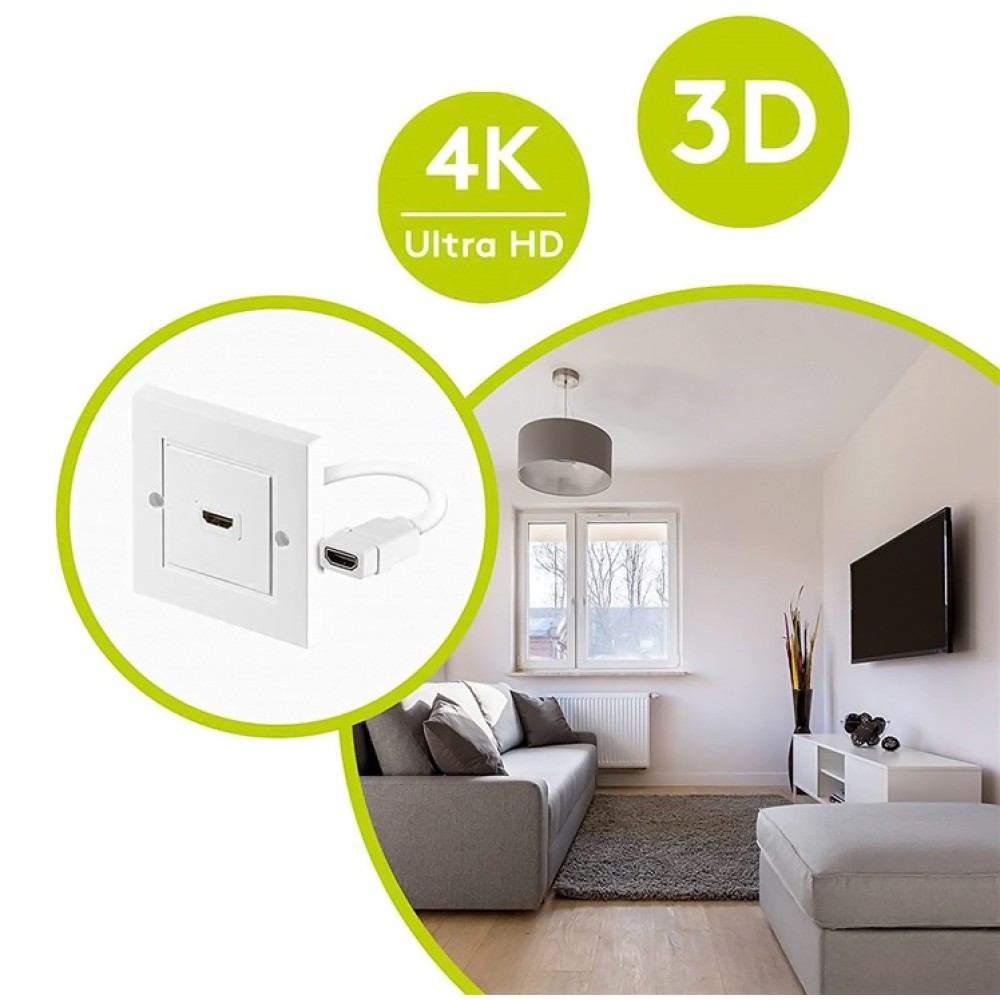 GOOBAY πρίζα τοίχου HDMI 51722, gold-plated, 4K, λευκή