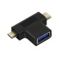 CABLETIME αντάπτορας USB σε USB-C & micro USB CT-3IN1-AB, 5Gbps, μαύρος