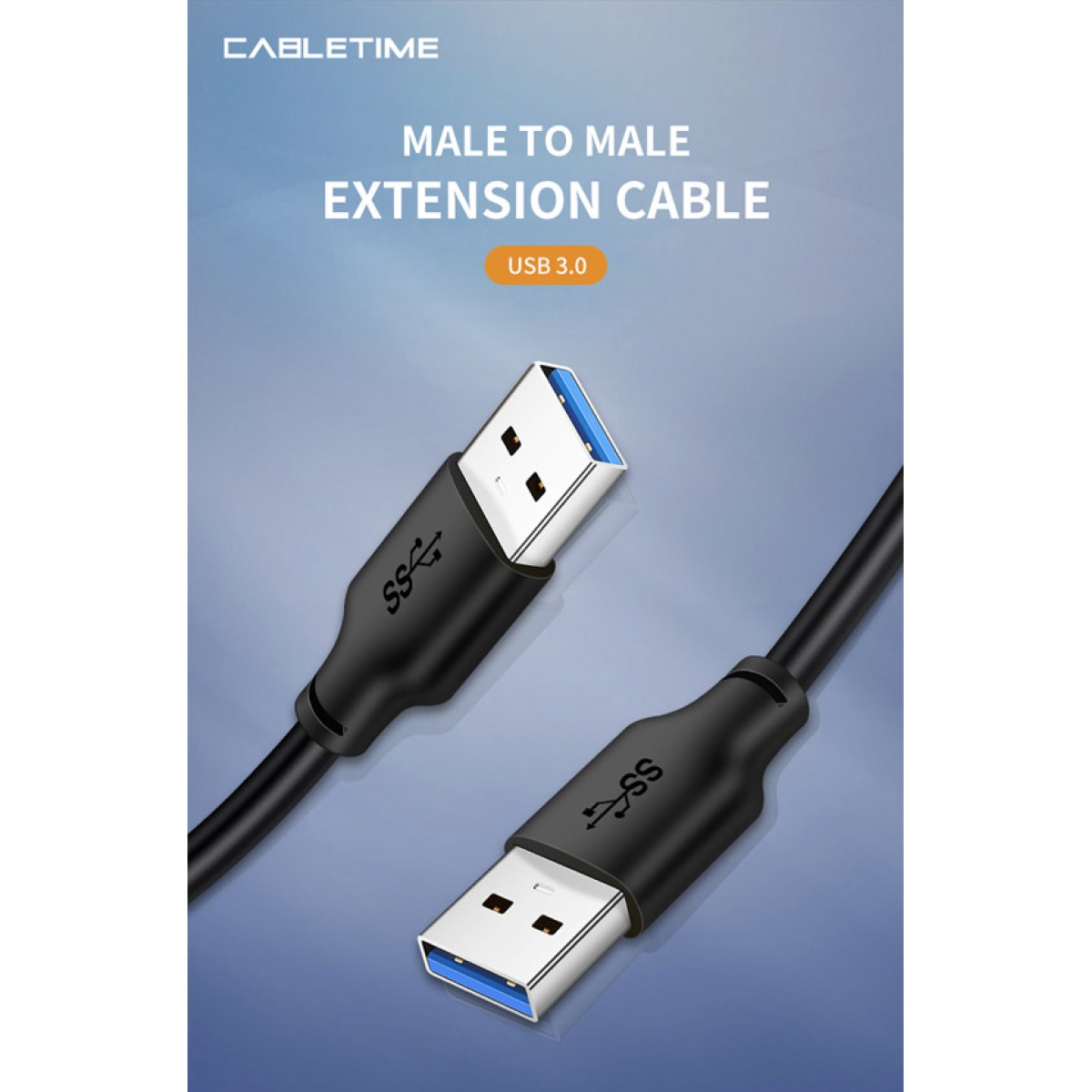 CABLETIME καλώδιο USB CT-AMAMN, 5Gbps, 3m, μαύρο