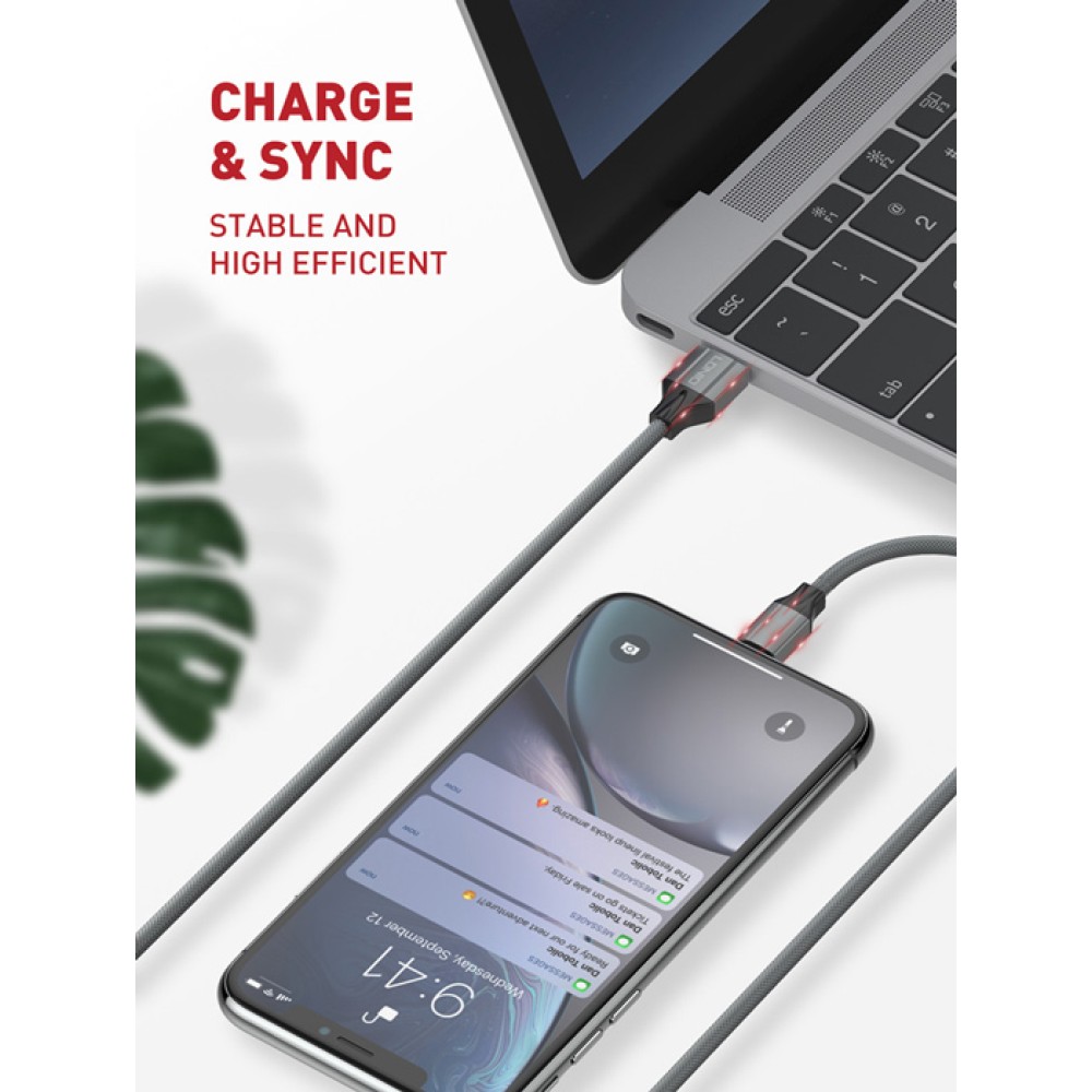 LDNIO καλώδιο Lightning σε USB LS442, 2.4A, 2m, γκρι