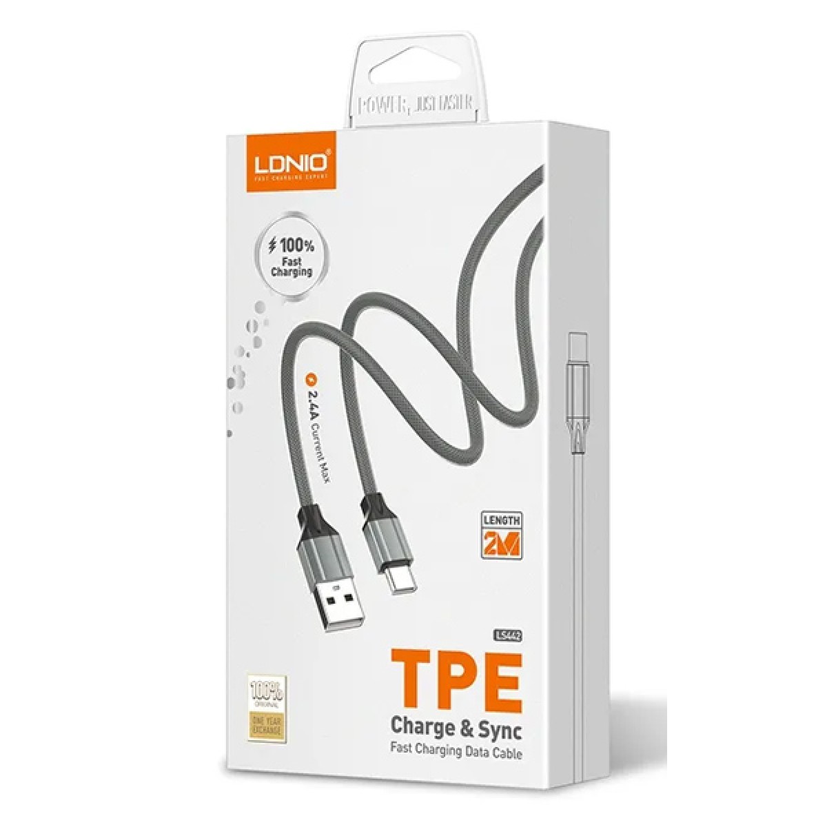 LDNIO καλώδιο Lightning σε USB LS442, 2.4A, 2m, γκρι