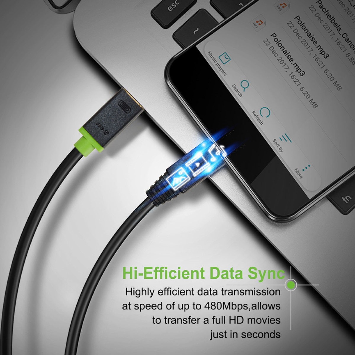 CABLETIME καλώδιο USB-C σε micro USB CT-U32-CMMCBG, 2A, 480Mbps, 1m, μαύρο
