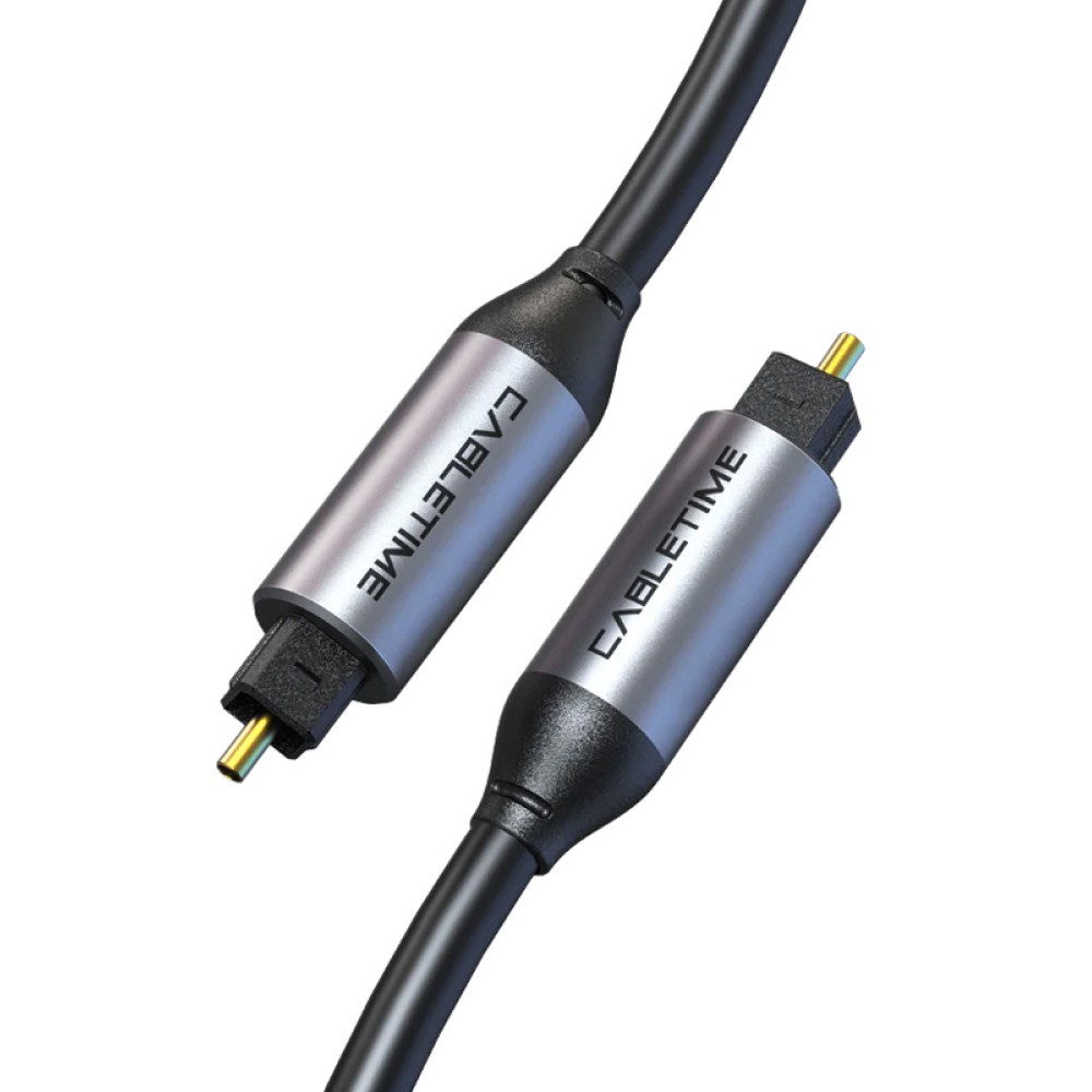 CABLETIME καλώδιο ήχου Toslink CT-AV380-P04GN, gold plated, 5mm, 3m, μαύρο
