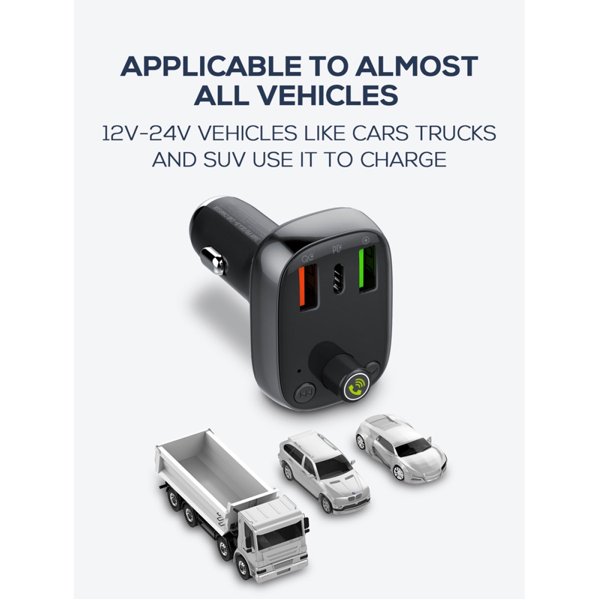 LDNIO FM transmitter & φορτιστής C704Q, USB-C/2x USB, 36W, Bluetooth, μαύρο