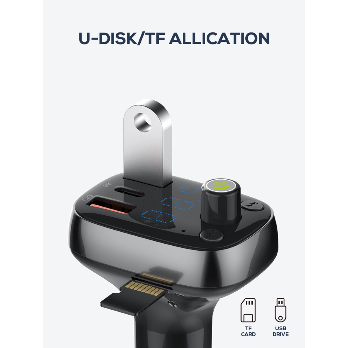LDNIO FM transmitter & φορτιστής C704Q, USB-C/2x USB, 36W, Bluetooth, μαύρο