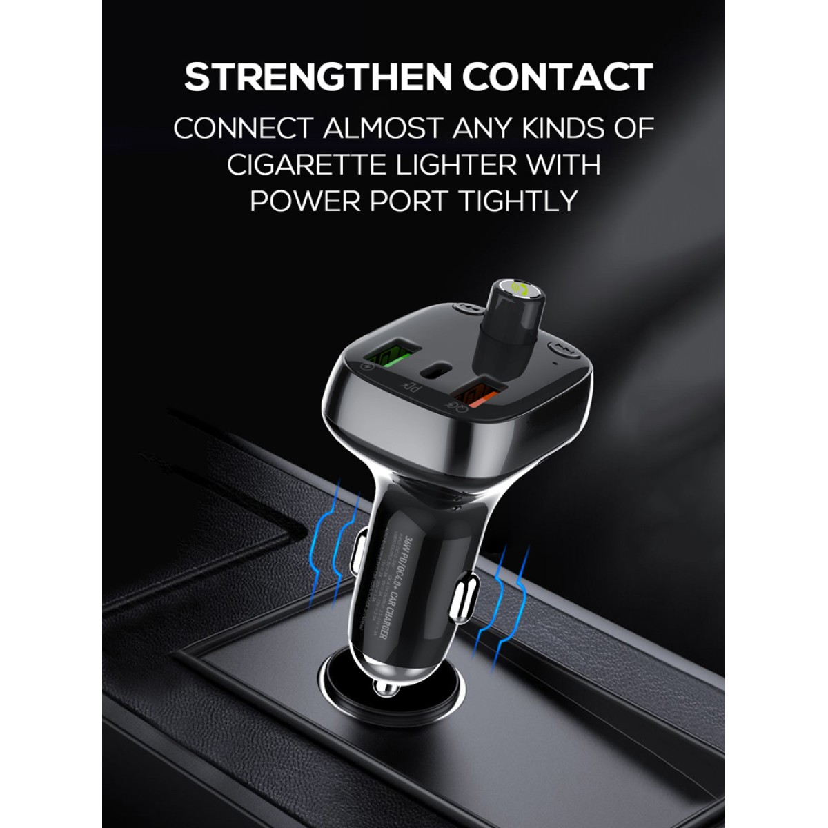 LDNIO FM transmitter & φορτιστής C704Q, USB-C/2x USB, 36W, Bluetooth, μαύρο