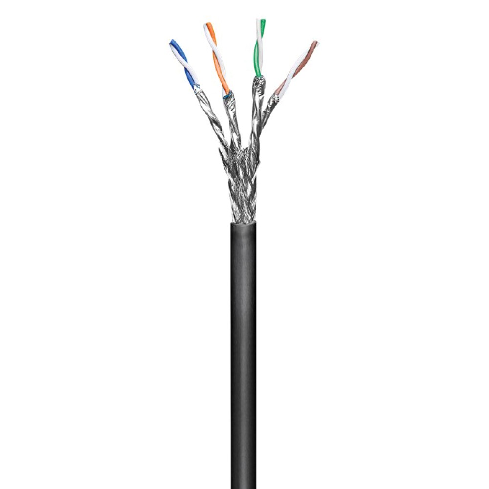GOOBAY καλώδιο δικτύου 57197, CAT 6 S/FTP, CCA, έως 40m, 100m, μαύρο