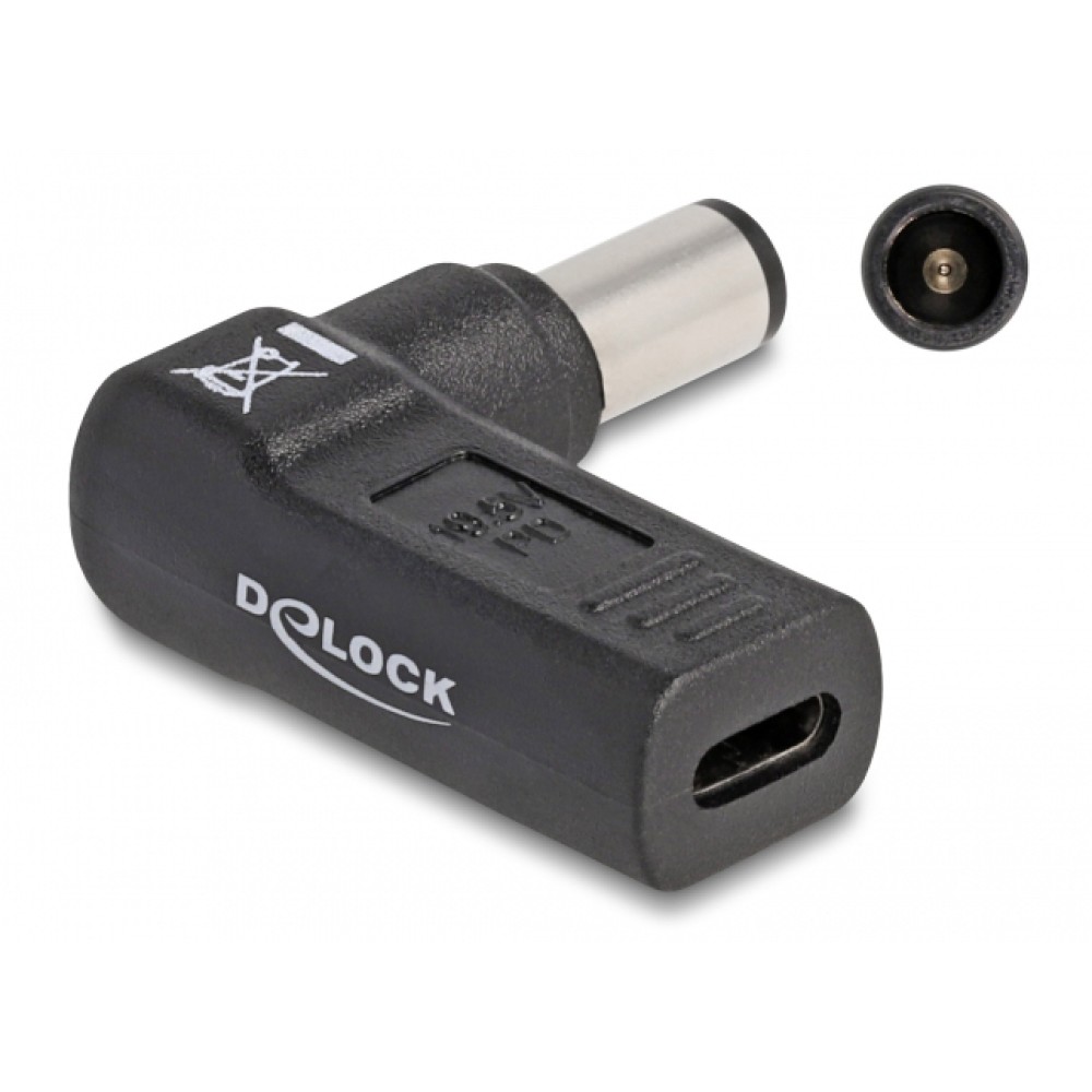 DELOCK αντάπτορας τροφοδοσίας laptop 60008, USB-C σε Dell 7.4x5mm, μαύρος