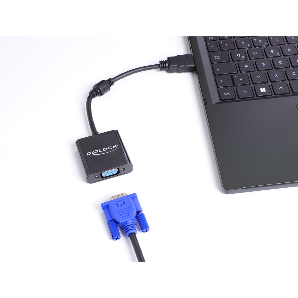 DELOCK αντάπτορας HDMI σε VGA 61077, 1080p, μαύρος