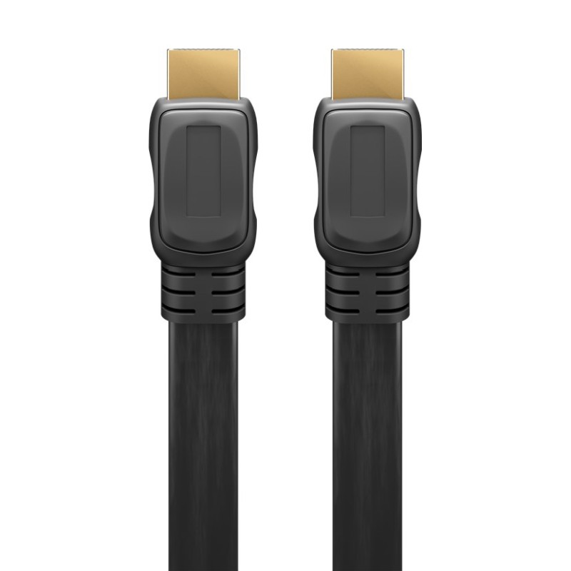 GOOBAY καλώδιο HDMI 2.0 61277, Ethernet flat, 4K/60Hz 18 Gbps, 1m, μαύρο