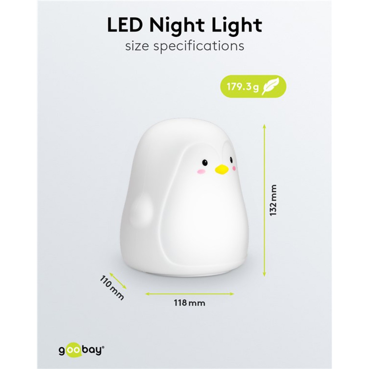 GOOBAY LED φωτιστικό νυκτός πιγκουίνος 61648, RGB, επαναφορτιζόμενο, λευκό