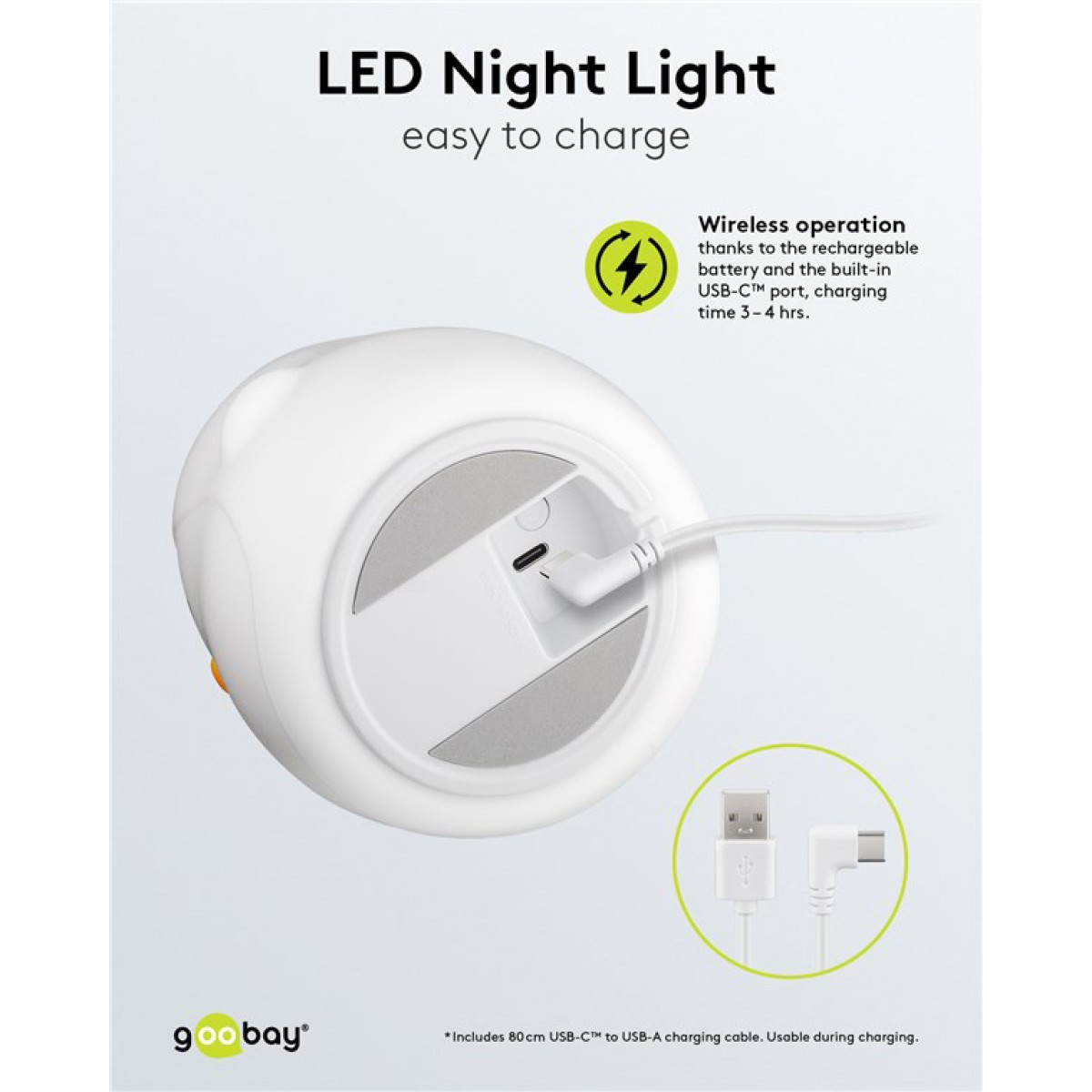 GOOBAY LED φωτιστικό νυκτός πιγκουίνος 61648, RGB, επαναφορτιζόμενο, λευκό