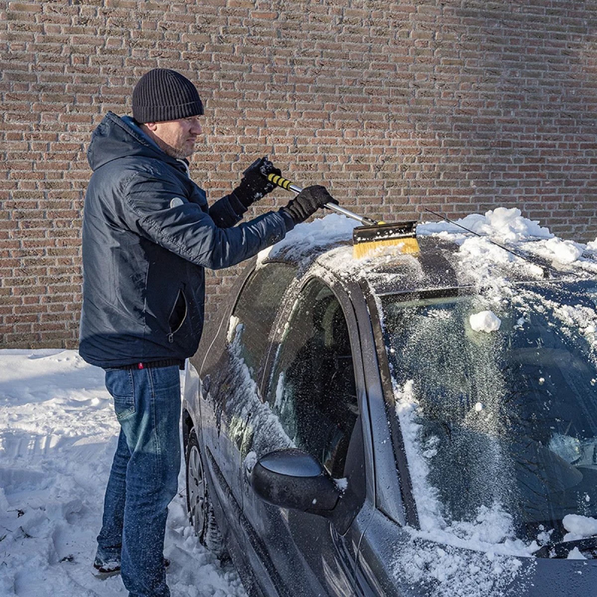 PROPLUS βούρτσα με ξύστρα πάγου 630549, τηλεσκοπική έως 72cm, κίτρινη/μαύρη