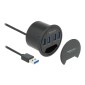 DELOCK USB hub 64153, 4x θυρών, 5Gbps, Φ60mm, USB σύνδεση, μαύρο