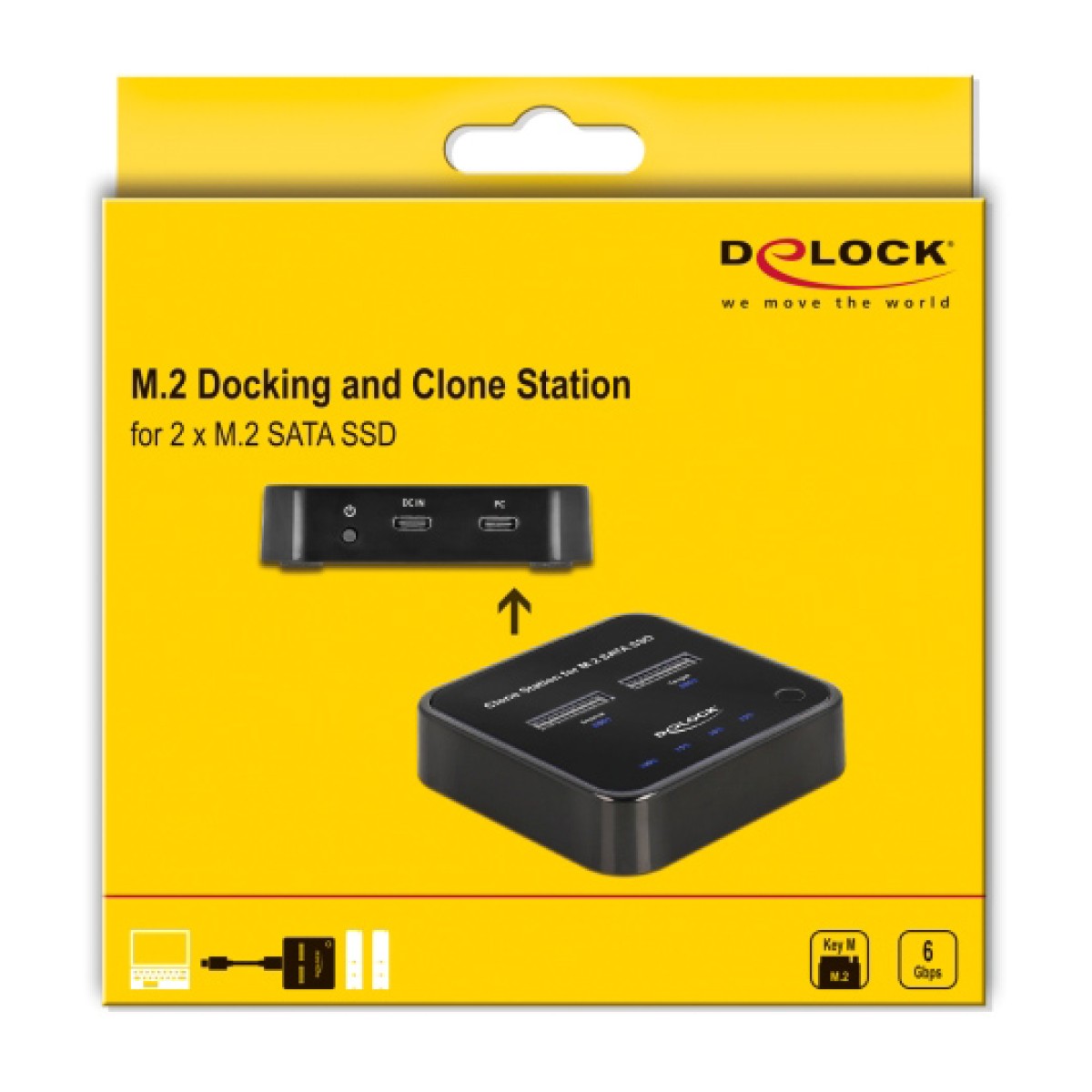 DELOCK docking station 64178, clone function, 2x M.2 SSD, 6Gbps, μαύρο