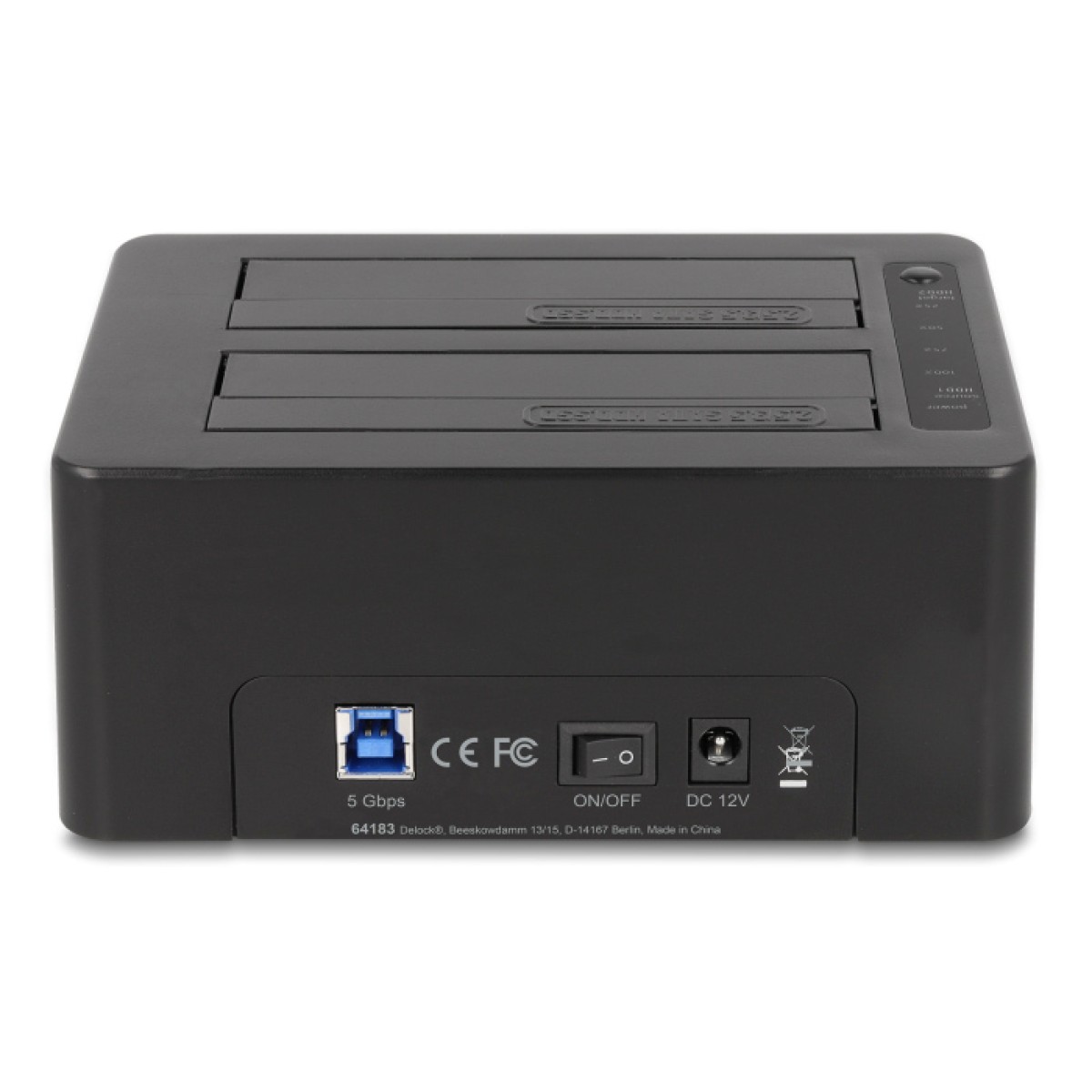 DELOCK docking station 64183 clone function, 2x HDD, CF/SD, 5Gbps, μαύρο