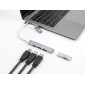 DELOCK USB hub 64214, 4x θυρών, 5Gbps, USB & USB-C σύνδεση, γκρι