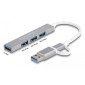 DELOCK USB hub 64214, 4x θυρών, 5Gbps, USB & USB-C σύνδεση, γκρι