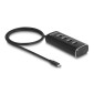 DELOCK USB hub 64233 με διακόπτες, 4 θυρών, 10Gbps, USB-C σύνδεση, μαύρο