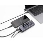 DELOCK USB hub 64248 με διακόπτες, 5x θυρών, 5Gbps, USB/USB-C σύνδεση, γκρι