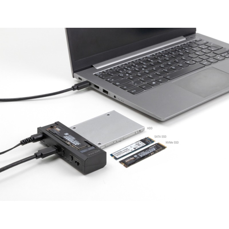DELOCK docking station για M.2 NVMe/SATA ή 2.5"/3.5" SSD/HDD 64252, 10Gbps, clone function, μαύρο