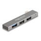 DELOCK USB hub 64274, 3x θυρών, 10Gbps, USB-C σύνδεση, γκρι