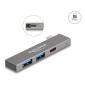 DELOCK USB hub 64275, 3x θυρών, 5Gbps, USB-C σύνδεση, γκρι