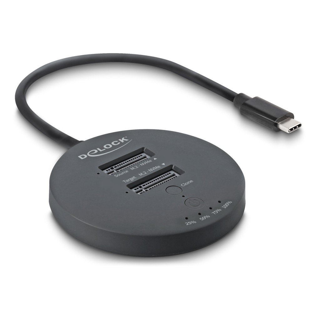 DELOCK docking station για M.2 NVMe PCIe SSD 64364, 2 θέσεων, 20Gbps, clone function, μαύρο